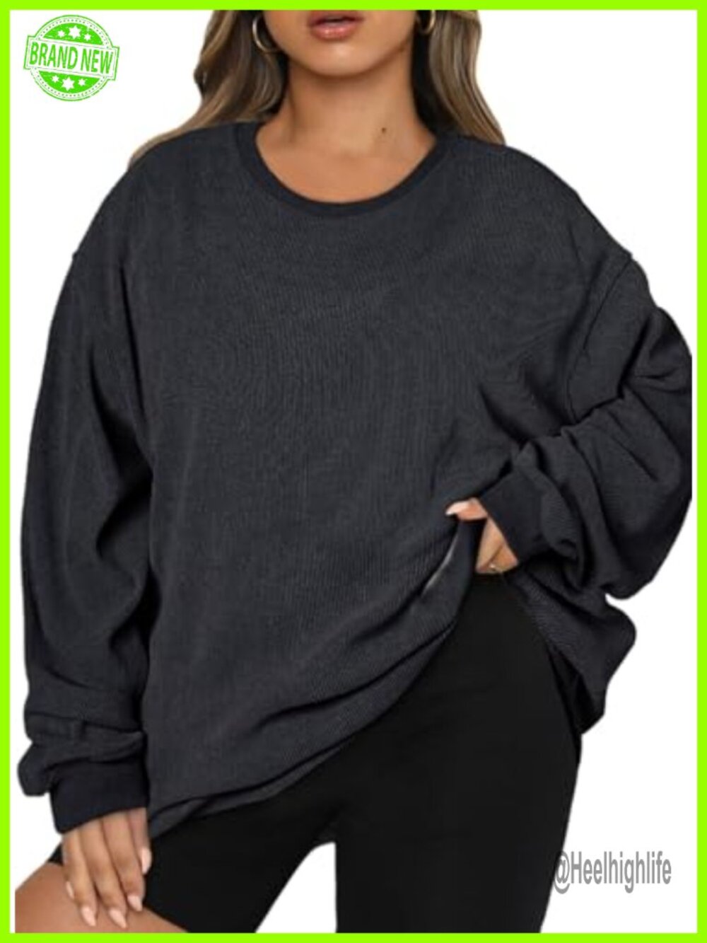 Plus Size Oversized Sweatshirt Crew Neck Long Sleeve Pullover Top